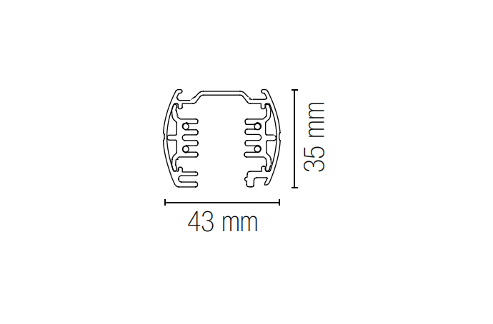 Binario elettrificato trifase in alluminio finitura bianca-nera 1METRO/2METRI/3METRI LED-TRACK Binario elettrificato trifase in alluminio finitura bianca-nera 1METRO/2METRI/3METRI LED-TRACK